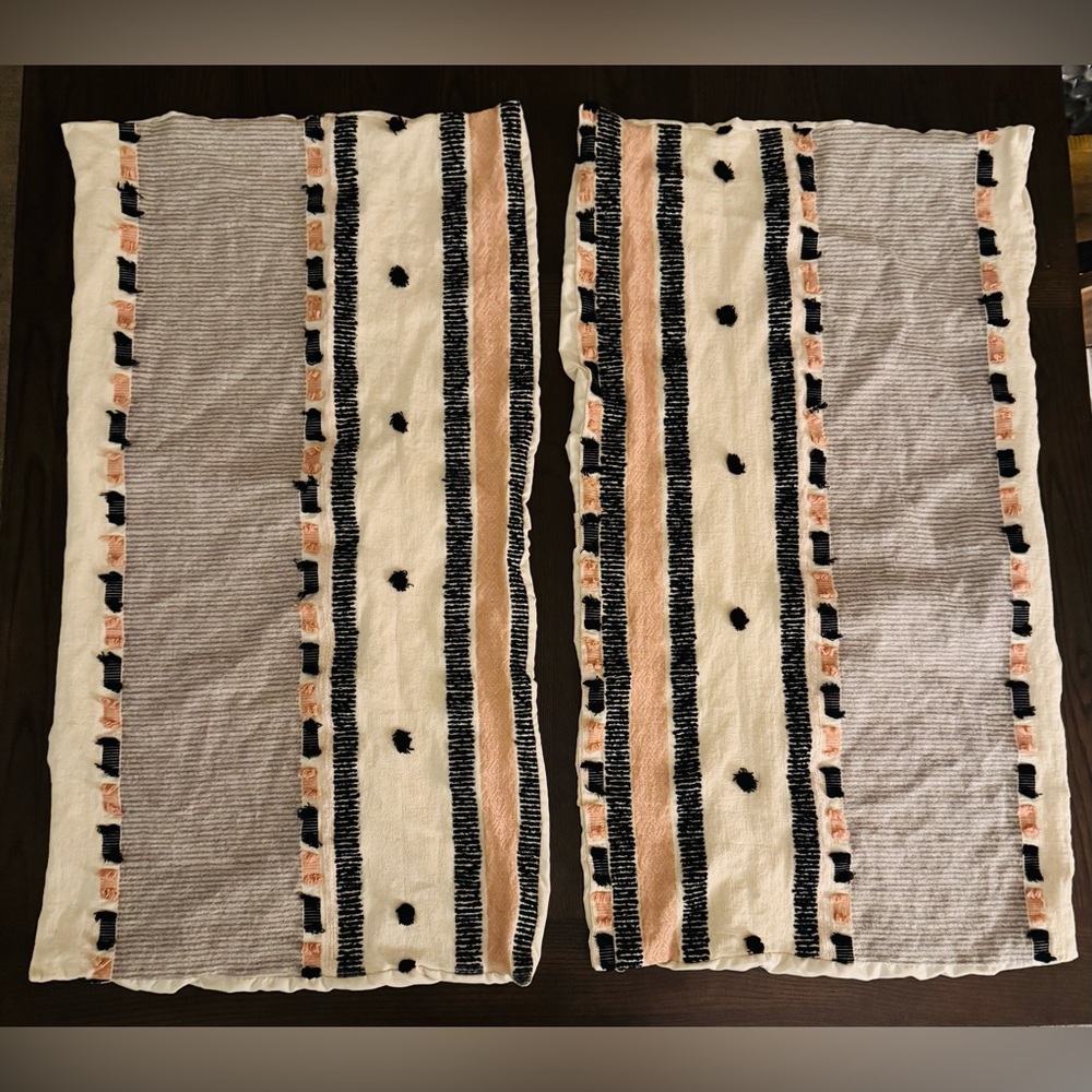 2 Hyde Lane Queen Shams embroidered pillow covers Poms Textured